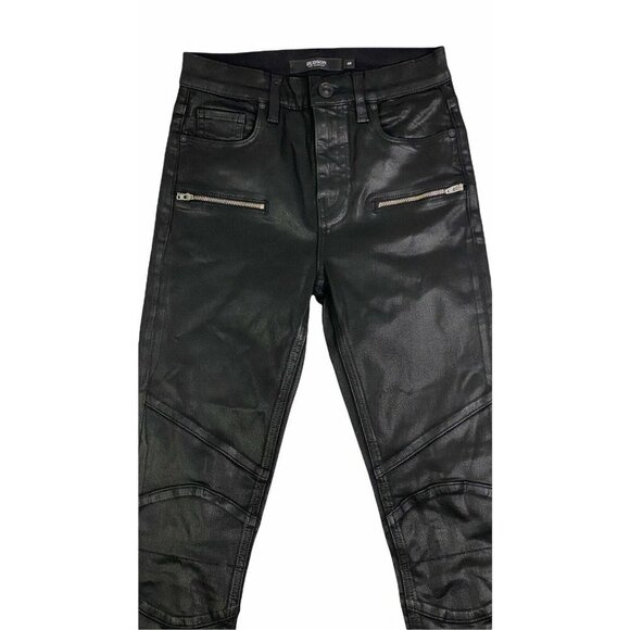 Hudson Los Angeles‎ Womens Black Coated Zipper Pock - Picture 2 of 10